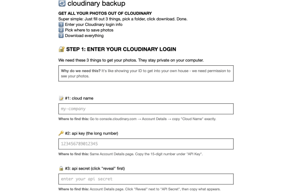Cloudinary Backup Tool screenshot