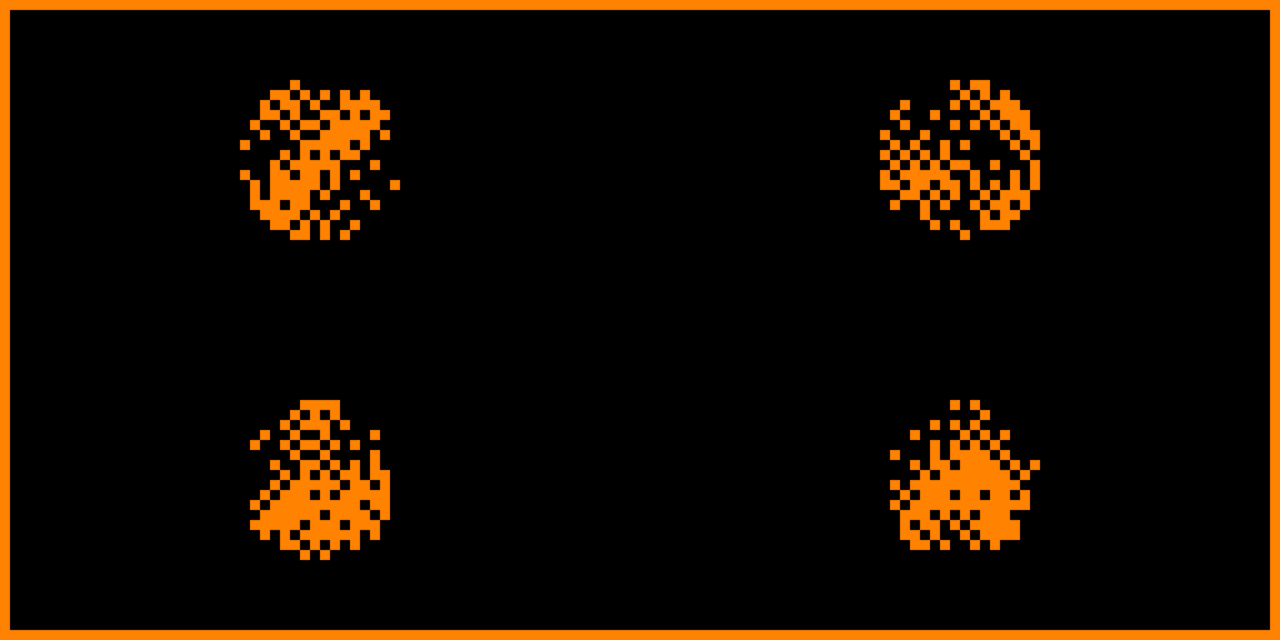 Dithered radial patterns generated on the Flipper Zero