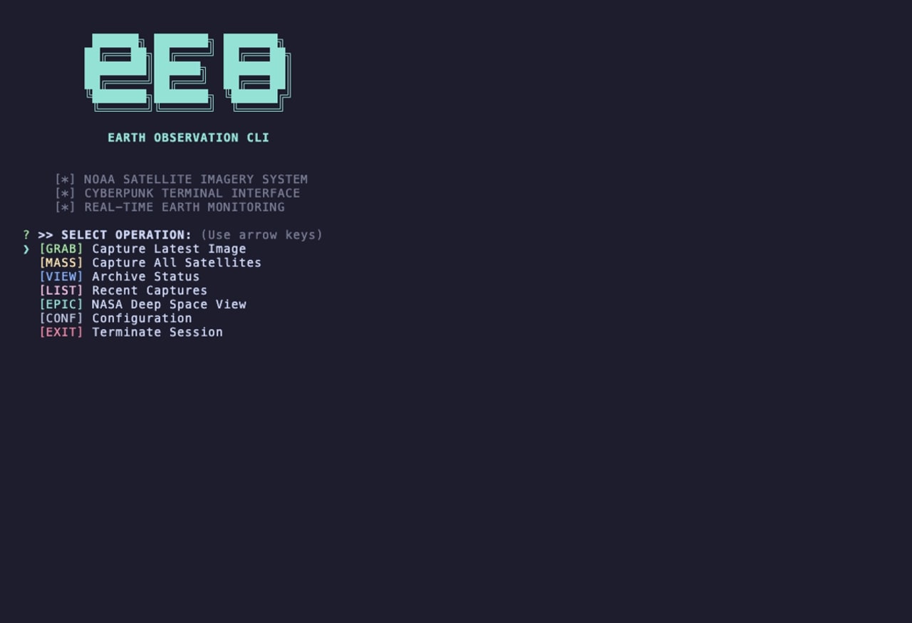 EARTH OBSERVATION CLI — grab latest, mass capture, archive, and NASA deep-space views