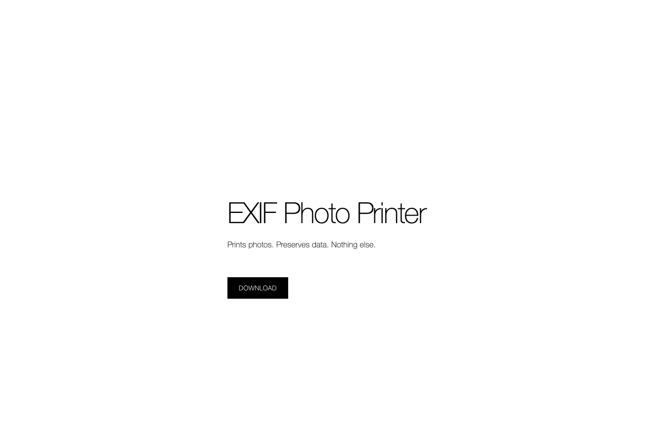 The EXIF Photo Printer marketing site