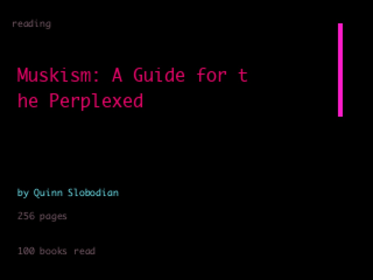 The book I'm currently reading