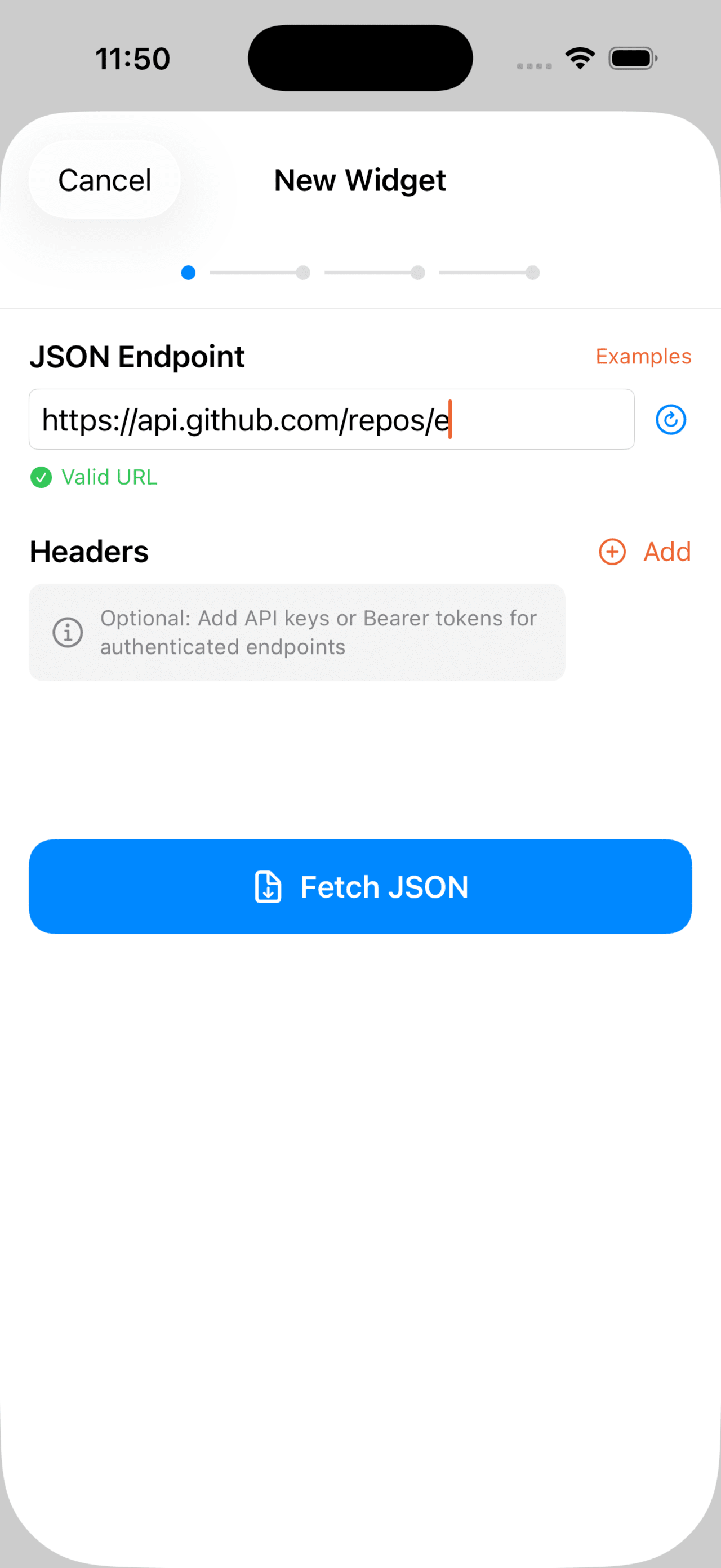 Paste any endpoint and Vulpino validates it live before it fetches