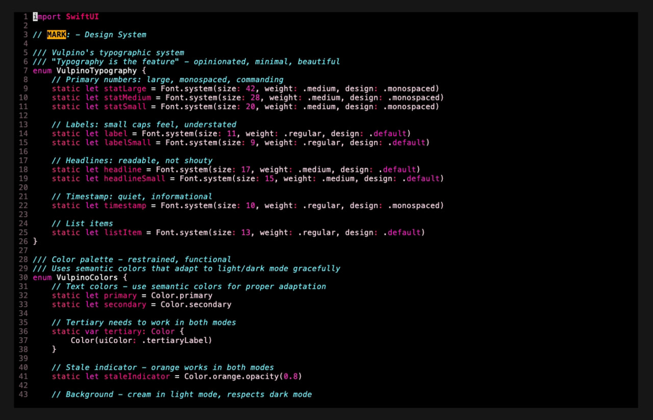 The typographic design system behind the widgets — opinionated, minimal, restrained
