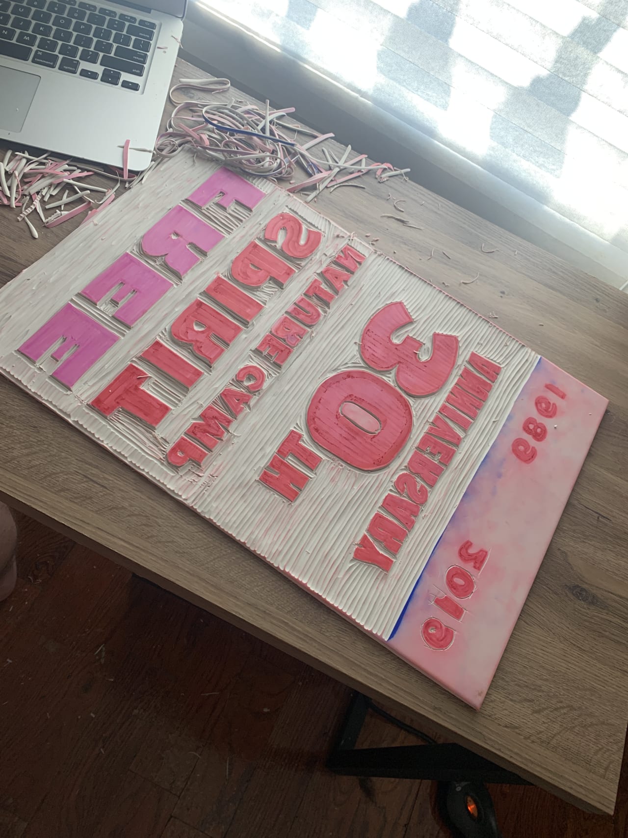 The carving stage, starting with smaller blades and working up to wider scoops for big areas. Ideally carving in the same direction maintains consistency and looks better, but it isn’t always possible.