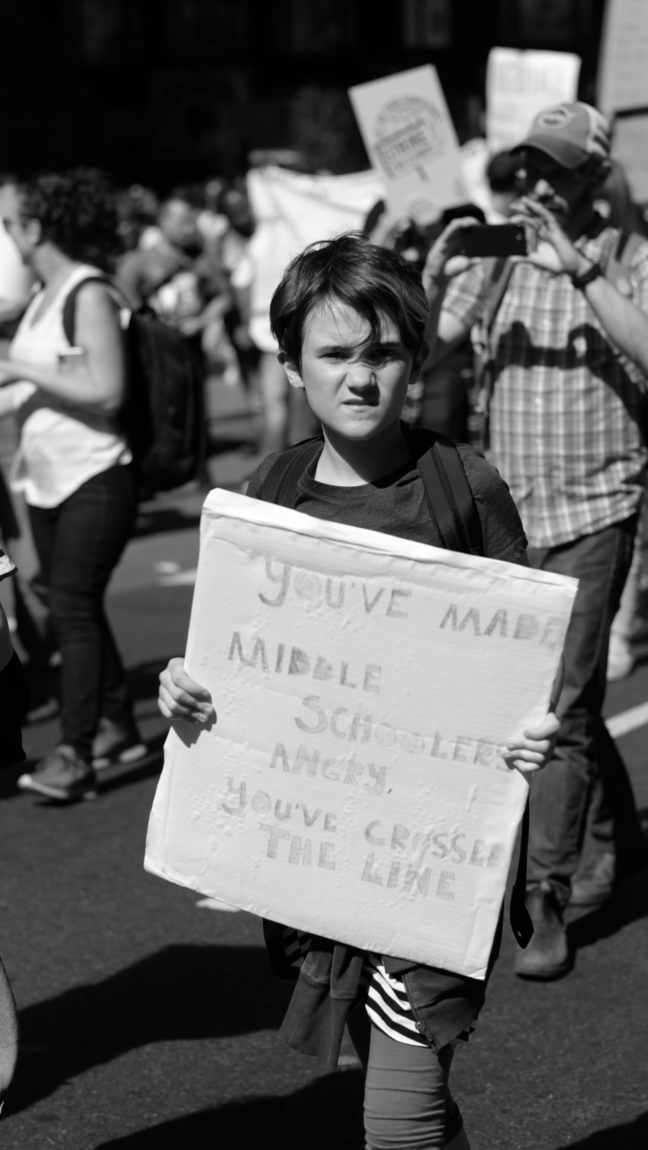 “You’ve made middle schoolers angry / You’ve crossed the line”