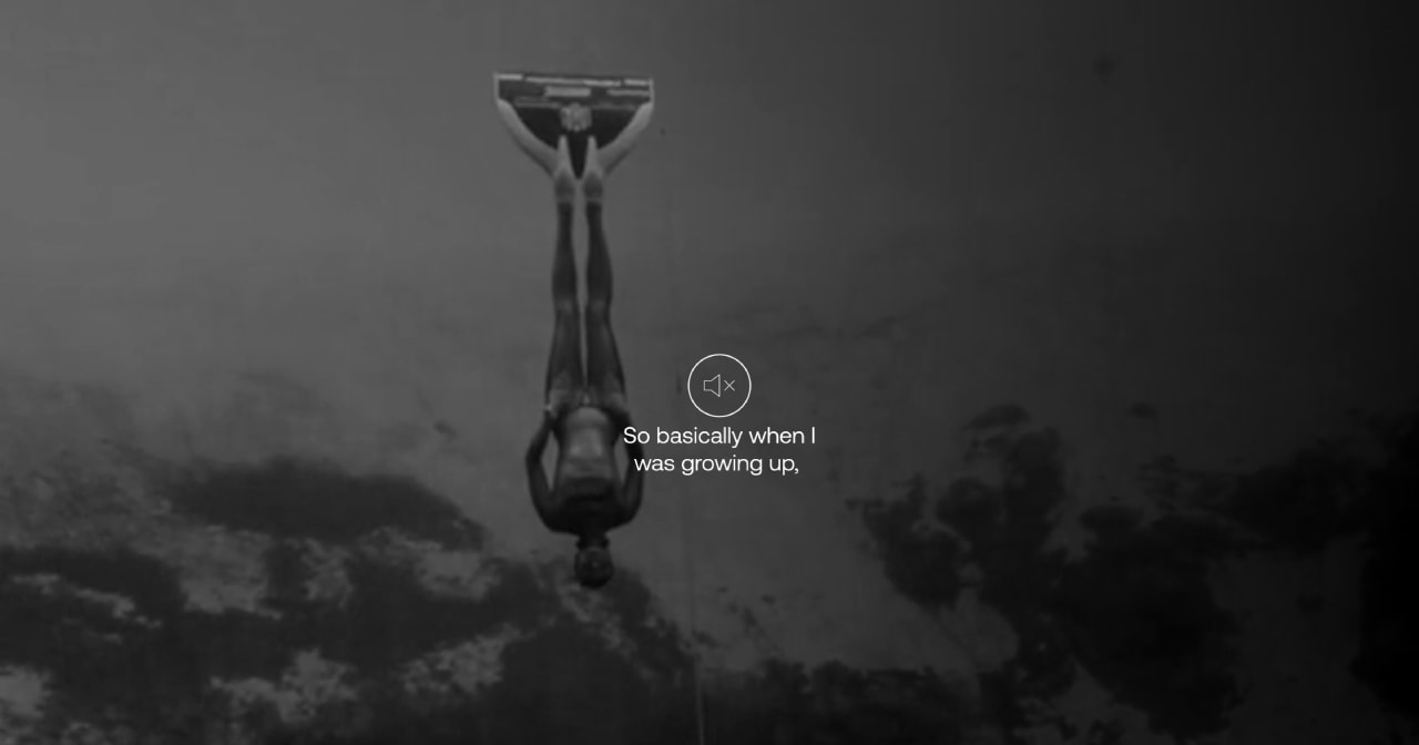 The Depths She'll Reach — a freediver descending, with captioned audio