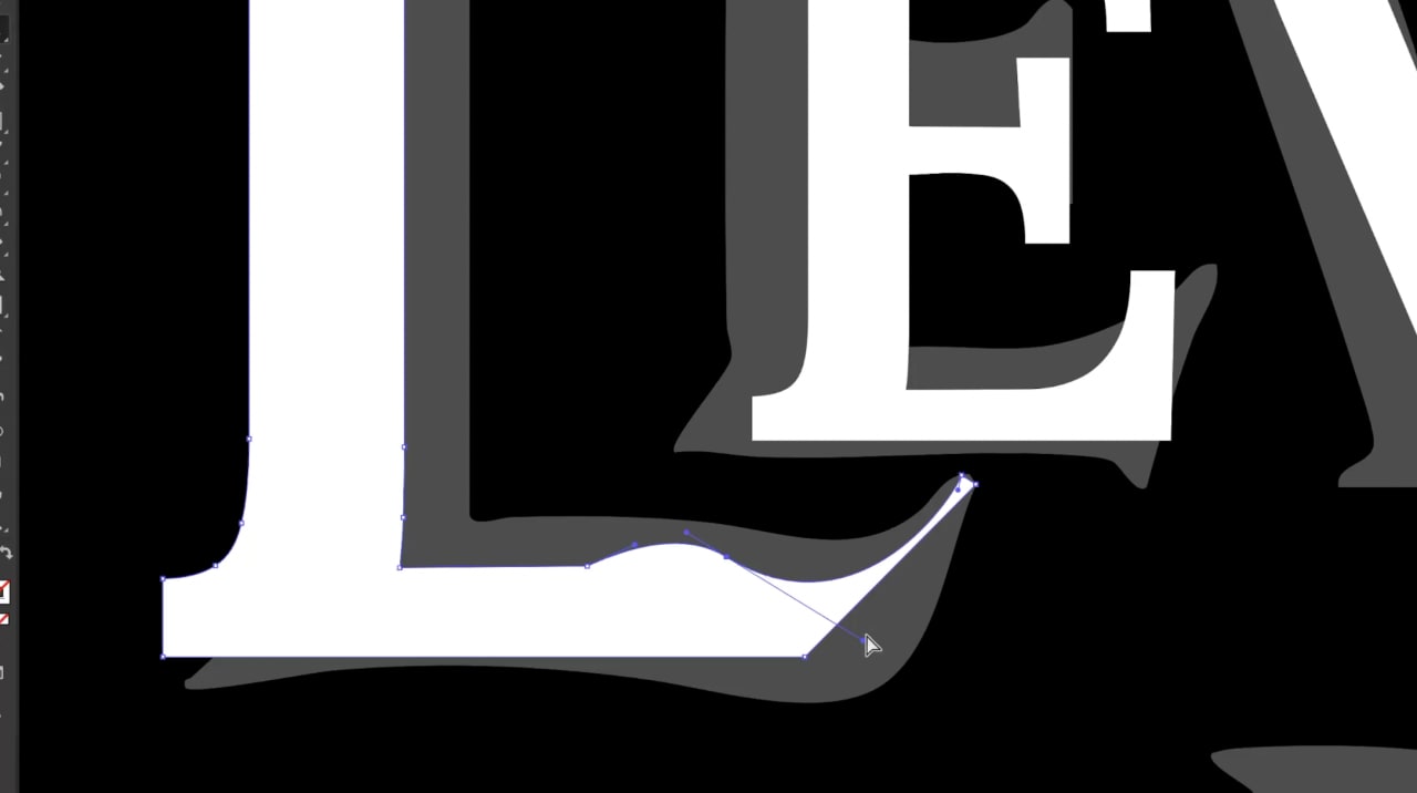 Large serif letters 'E' and 'B' in black on white background with curved design elements