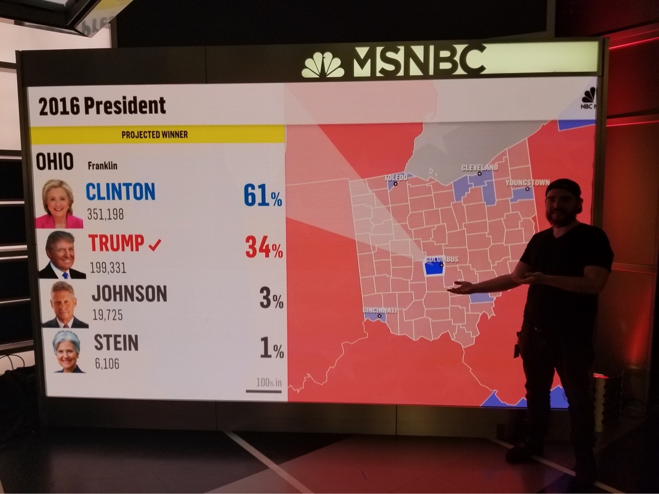 EJ Fox presenting election visualization on NBC's Big Board
