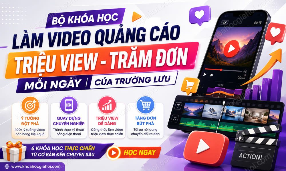 Bộ Khóa Học Làm Video Quảng Cáo Triệu View Ra Trăm Đơn Mỗi Ngày Của Trường Lưu
