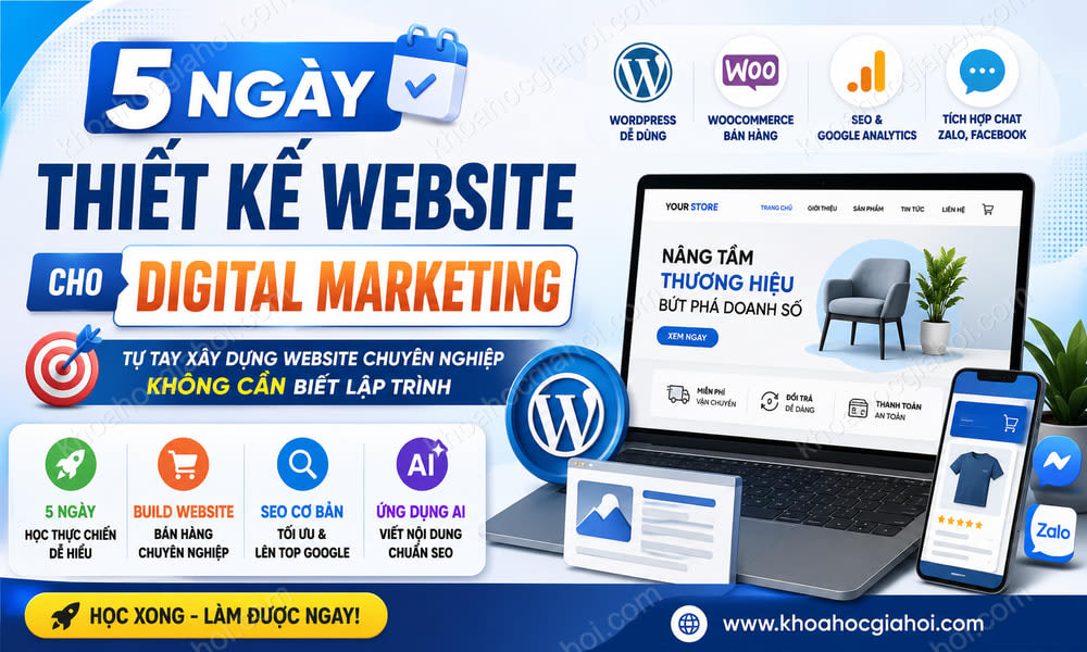 Khóa Học 5 Ngày Thiết Kế Website Cho Digital Marketing
