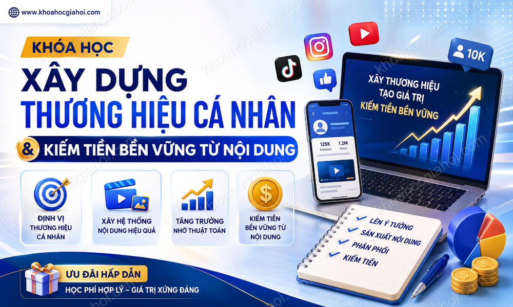 Khóa Học Xây Dựng Thương Hiệu Cá Nhân & Kiếm Tiền Bền Vững Từ Nội Dung