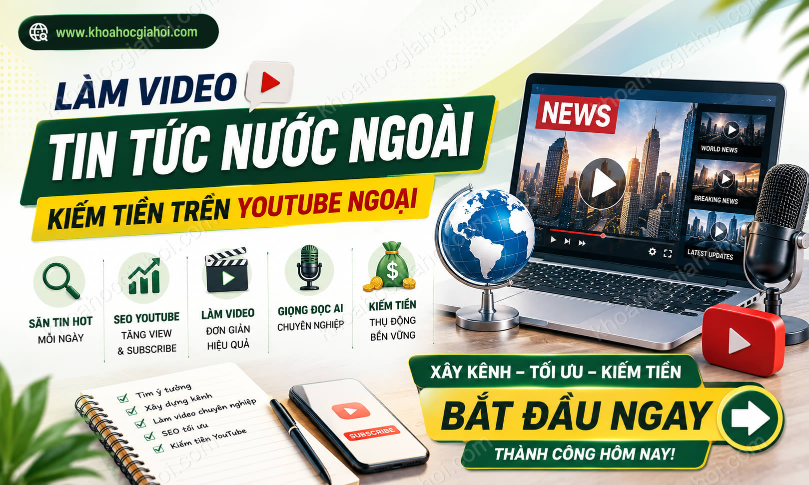 Khoá Học Làm Video Tin Tức Nước Ngoài Kiếm Tiền Trên Youtube Ngoại