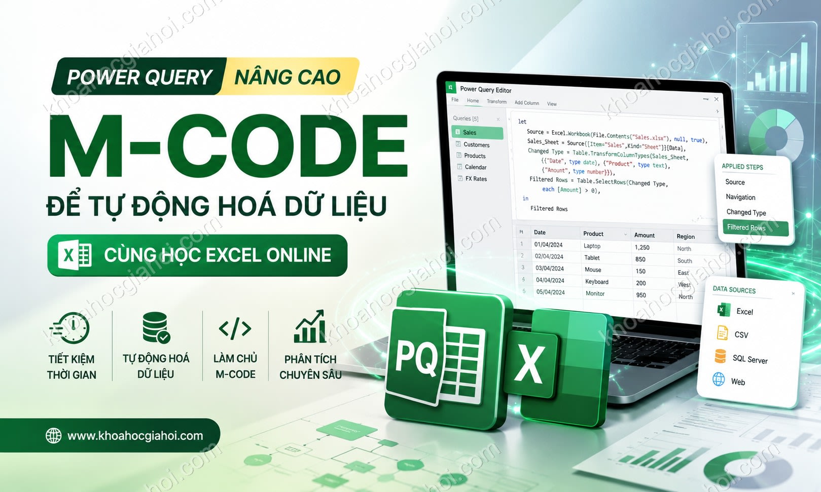 Khóa Học Power Query Nâng Cao, Sử Dụng M-code Để Tự Động Hoá Dữ Liệu Cùng Học Excel Online Khóa Học Power Query Nâng Cao, Sử Dụng M-code Để Tự Động Hoá Dữ Liệu Cùng Học Excel Online