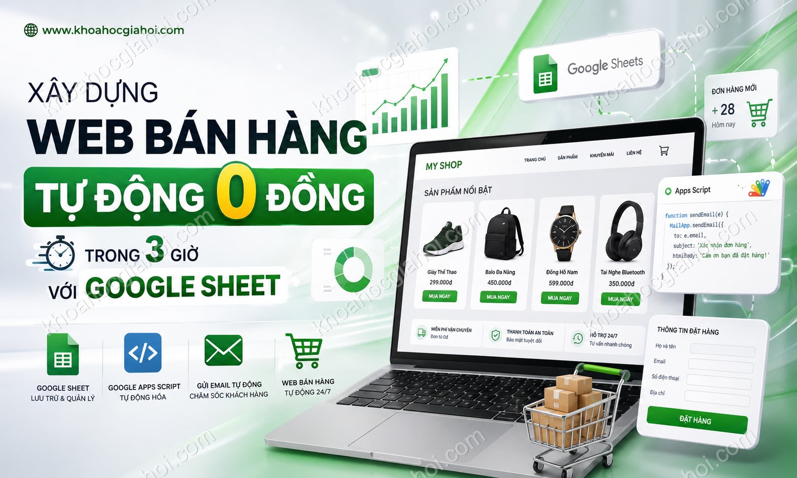 Khóa Học Xây Dựng Hệ Thống Web Bán Hàng Tự Động 0 Đồng Trong 3 Giờ Với Google Sheet Cùng Học Excel Online Khóa Học Xây Dựng Hệ Thống Web Bán Hàng Tự Động 0 Đồng Trong 3 Giờ Với Google Sheet Cùng Học Excel Online