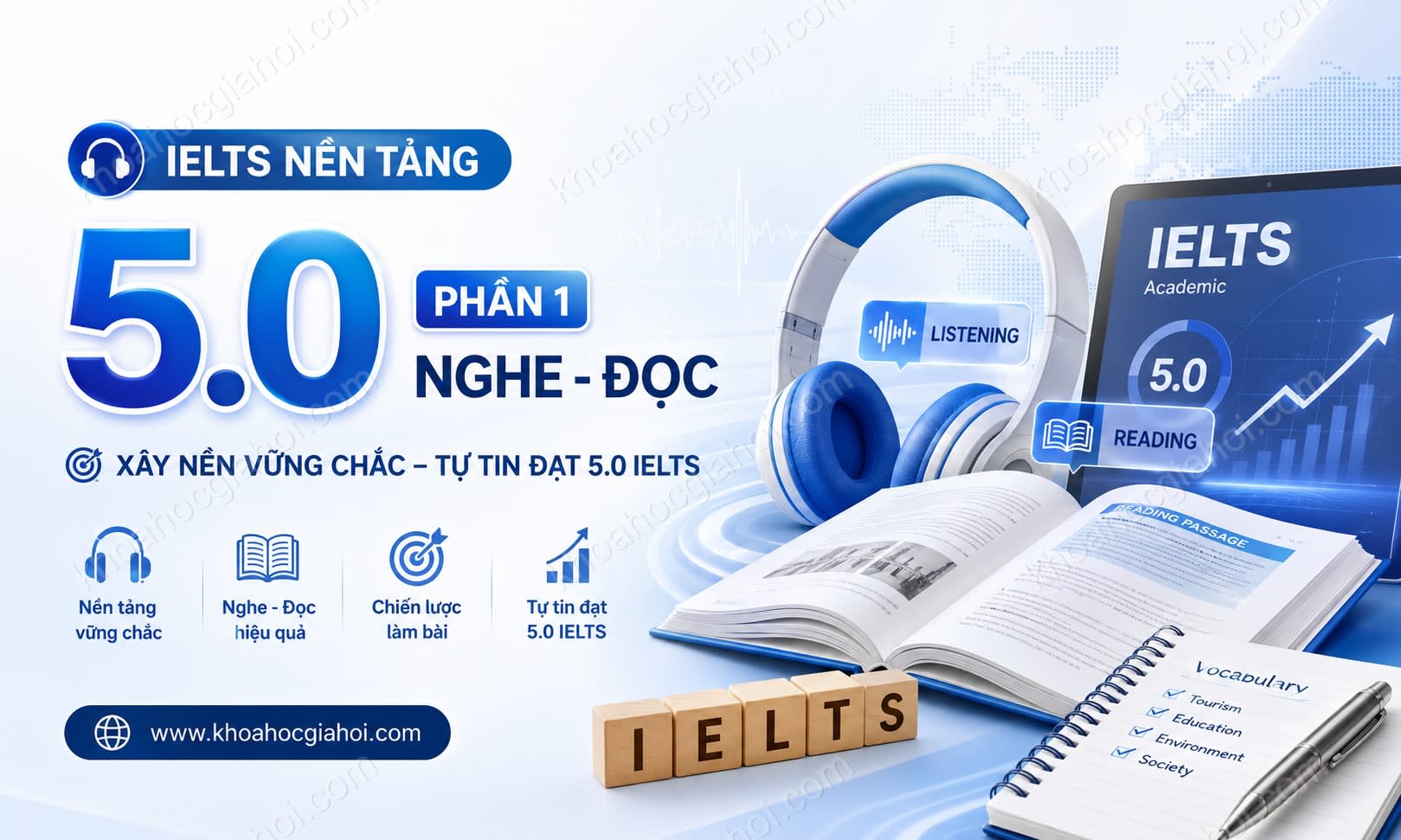 Khóa Học IELTS nền tảng 5.0 phần 1 (Nghe - đọc)