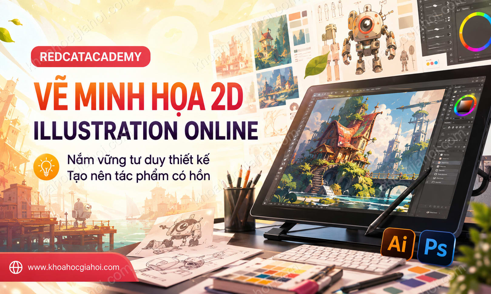 Khóa Học Vẽ Minh Họa 2D Illustration Online – Redcatacademy Khóa Học Vẽ Minh Họa 2D Illustration Online – Redcatacademy