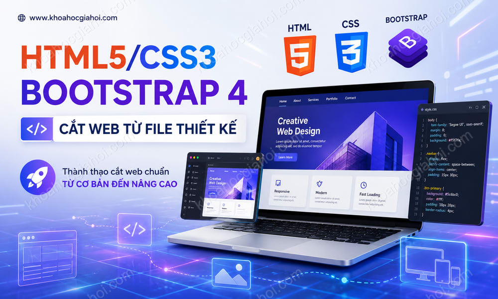 Khóa Học Html5/css3, Bootstrap 4 Và Học Cắt Web Từ File Thiết Kế