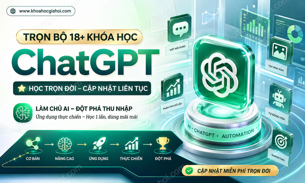 Trọn Bộ 18+ Khóa Học ChatGPT – Học Trọn Đời, Cập Nhật Liên Tục Miễn Phí
