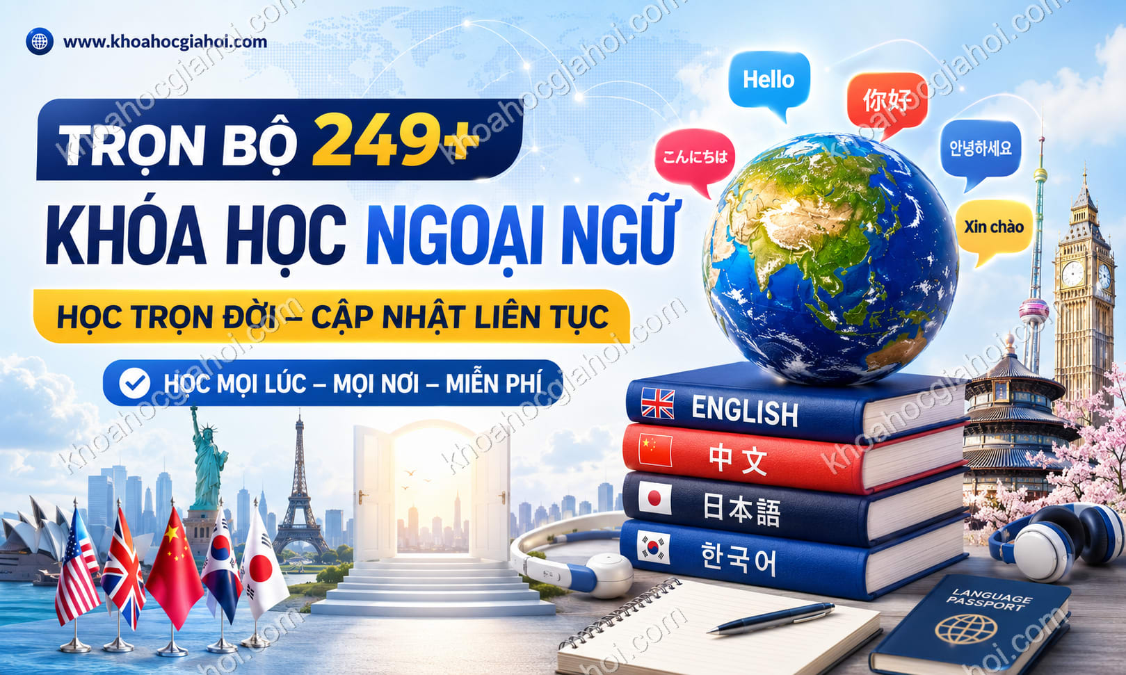 Trọn Bộ 249+ Khóa Học Ngoại Ngữ – Học Trọn Đời, Cập Nhật Liên Tục Miễn Phí