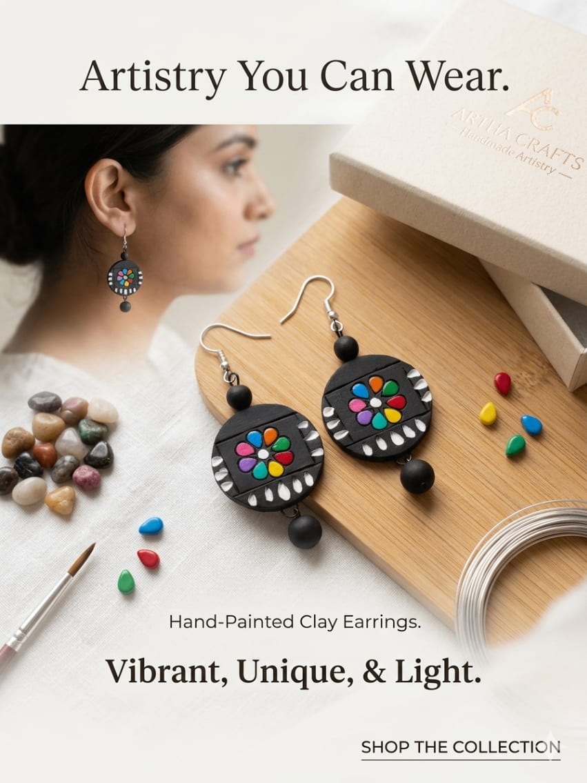 Hand painted black earring