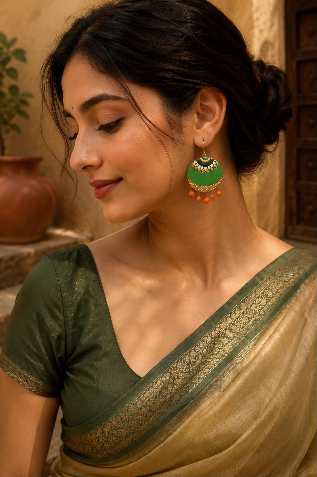 Handmade terracotta vibrant earing