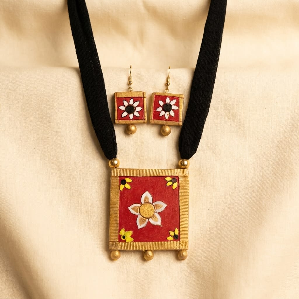 Decorative Traditional Hanging  necklace set  with Floral Design