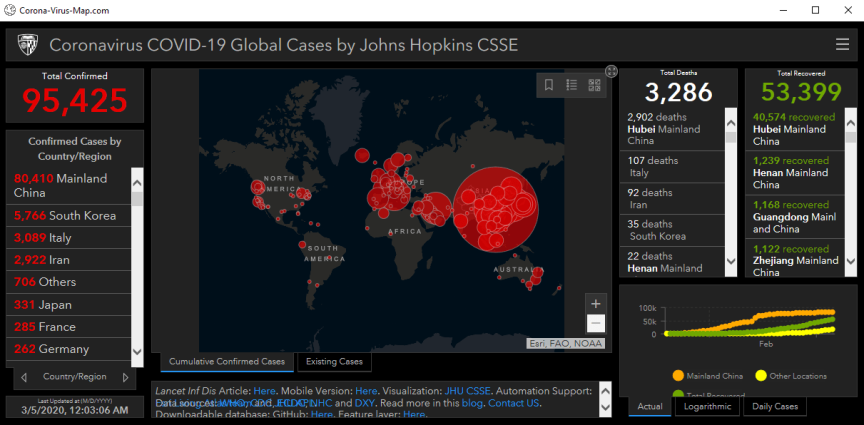 Live Coronavirus Data Map also affected