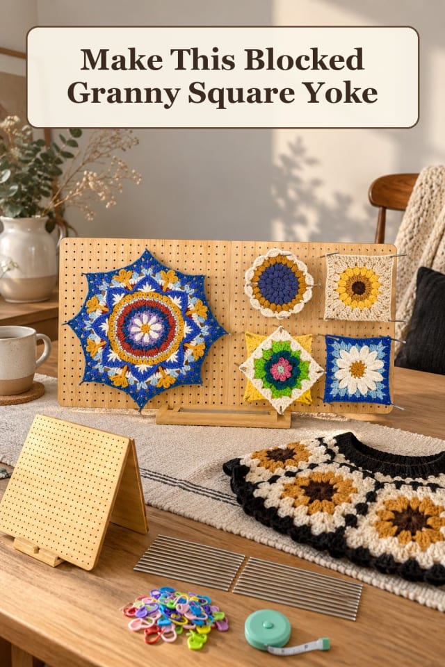 creative granny square crochet tops with crochet blocking tools and crochet top ideas for fall maker-lifestyle pin