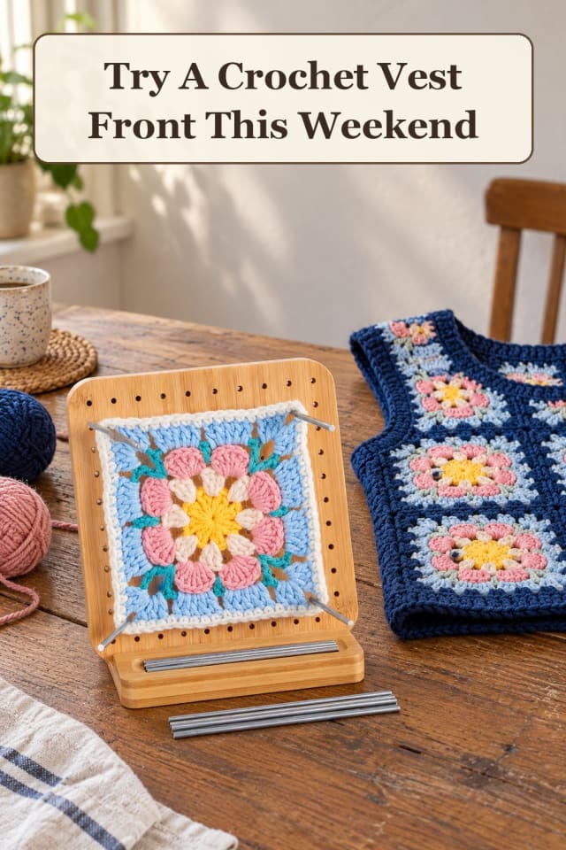 festive granny square crochet tops: crochet blocking tools and granny square supplies for fall maker-lifestyle pin