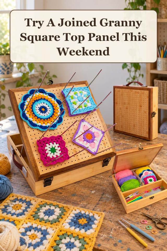 playful granny square crochet tops: crochet blocking tools and granny square supplies for fall maker-lifestyle pin