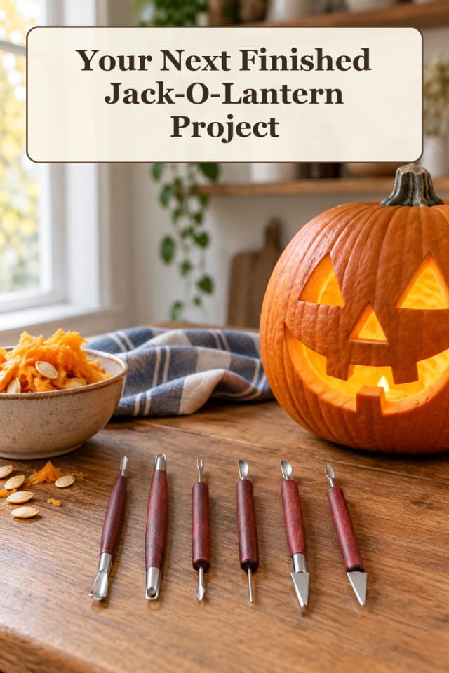 colorful Halloween pumpkin carving ideas with easy jack o lanterns and pumpkin decorating tools maker-lifestyle pin