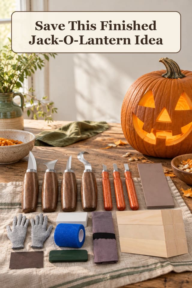 simple Halloween pumpkin carving ideas with Halloween craft ideas and pumpkin decorating tools maker-lifestyle pin