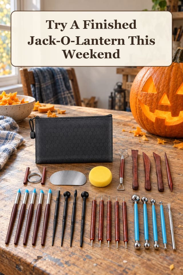 playful Halloween pumpkin carving ideas with easy jack o lanterns and pumpkin decorating tools maker-lifestyle pin