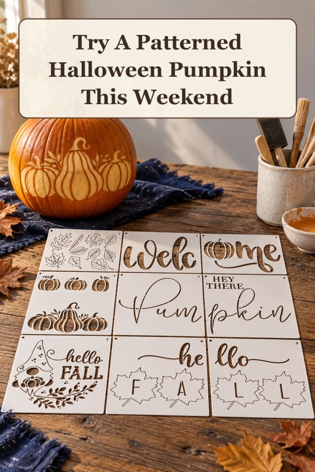 festive pumpkin carving and stencils with Halloween pumpkin crafts and reusable craft stencils maker-lifestyle pin