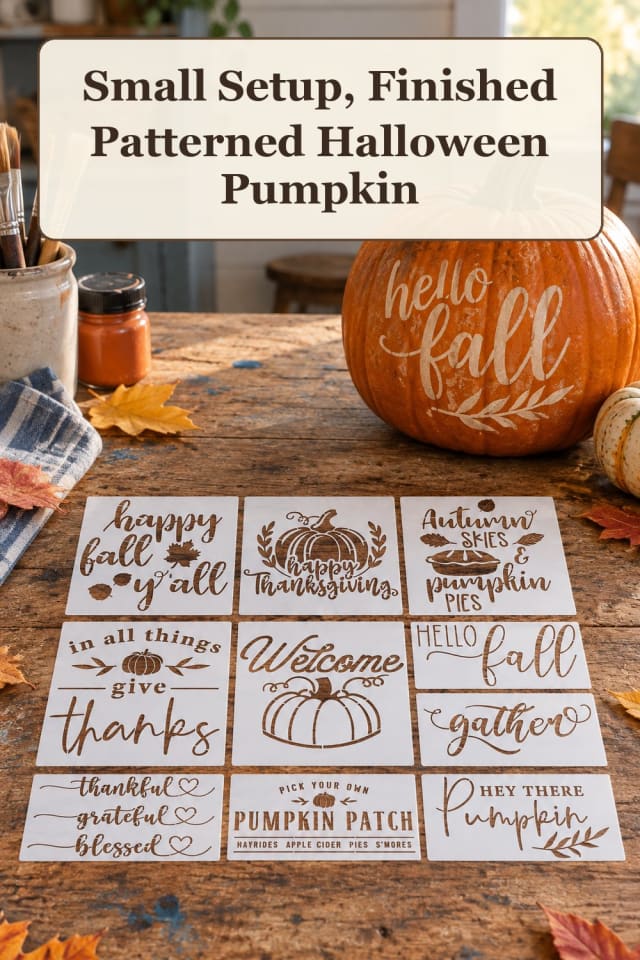 weekend pumpkin carving and stencils with Halloween pumpkin crafts and reusable craft stencils maker-lifestyle pin