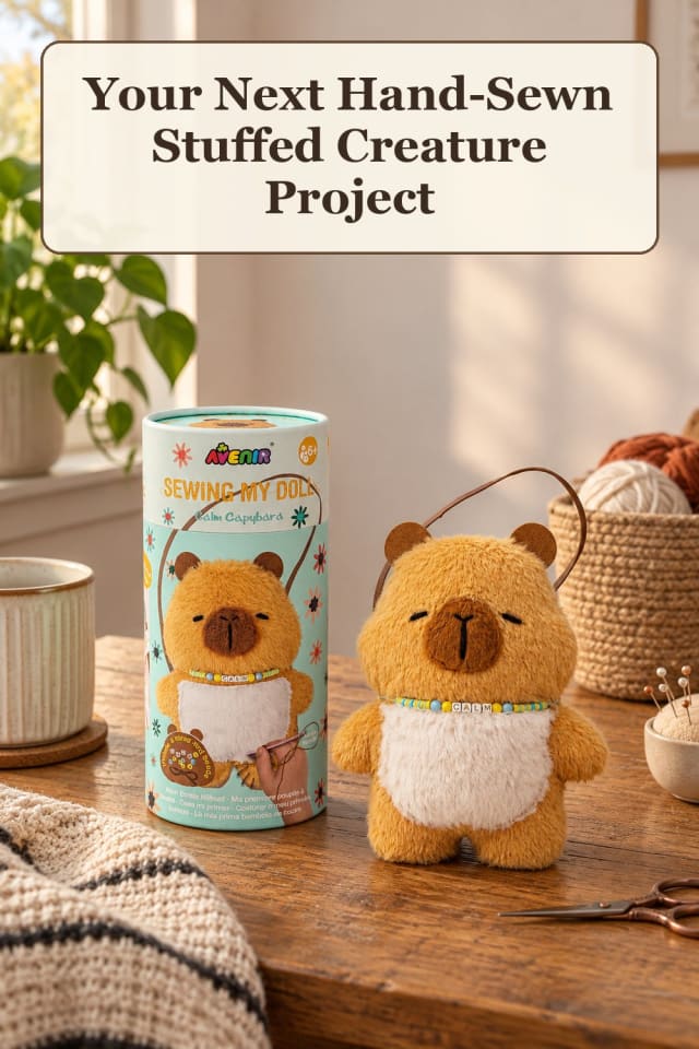 giftable sewing plushies with beginner sewing projects and plushie sewing supplies for makers maker-lifestyle pin