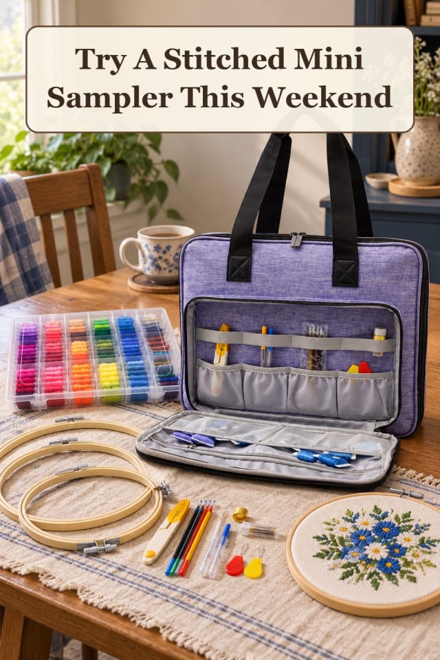 festive cross stitch patterns: beginner needlework projects and embroidery floss ideas at home maker-lifestyle pin