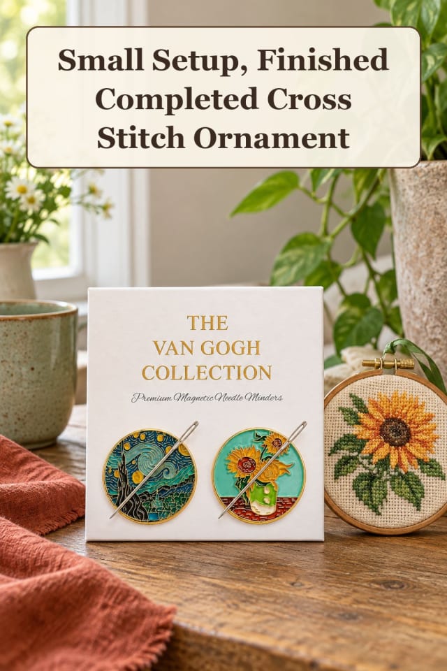 compact cross stitch patterns: beginner needlework projects and embroidery floss ideas at home maker-lifestyle pin