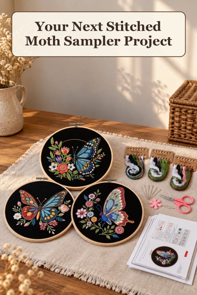giftable butterfly embroidery patterns: butterfly needlework ideas and embroidery floss colors maker-lifestyle pin