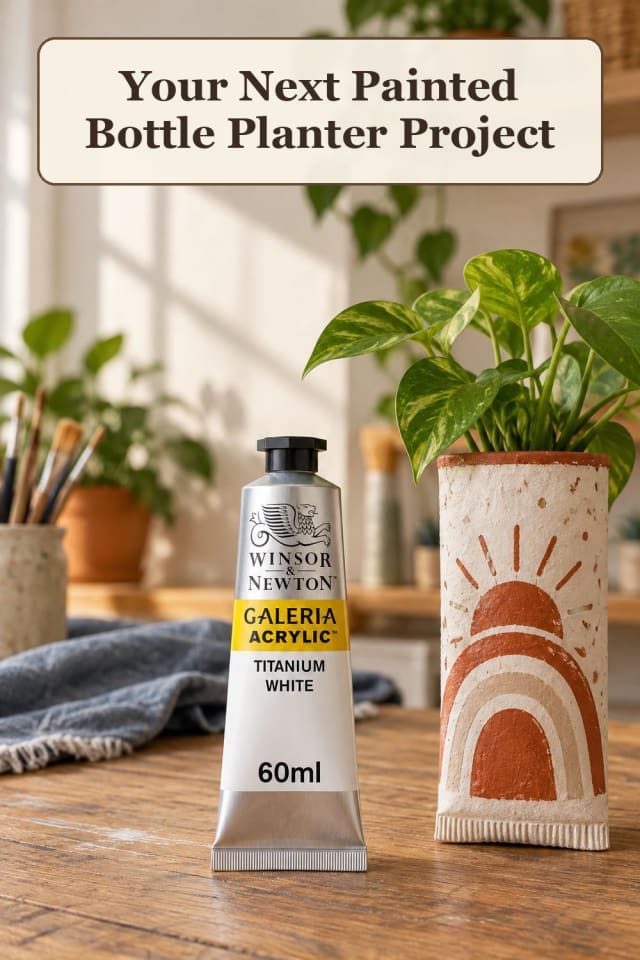 colorful plastic bottle crafts with bottle painting supplies and recycled bottle ideas at home maker-lifestyle pin