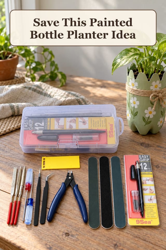 simple plastic bottle crafts with bottle painting supplies and upcycled kids crafts for makers maker-lifestyle pin