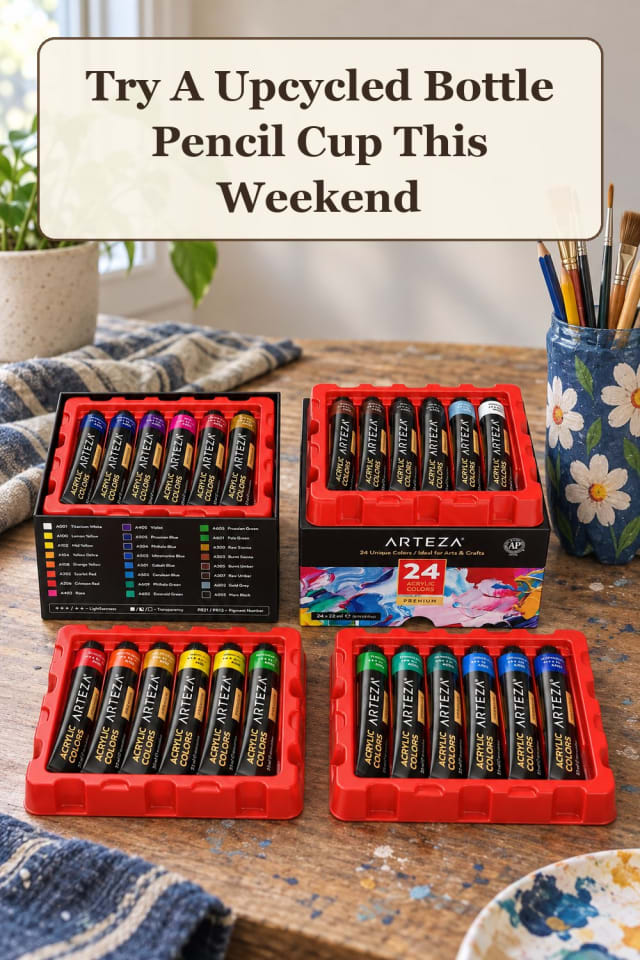 festive plastic bottle crafts with bottle painting supplies and recycled bottle ideas for fall maker-lifestyle pin