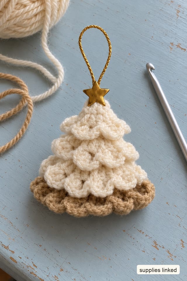Crochet Christmas Tree Ornament Kit with Scalloped Yarn Branches maker-lifestyle pin