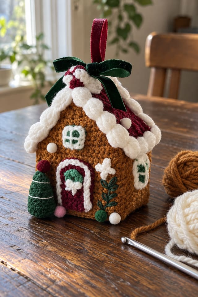 Crochet Gingerbread House Kit for Handmade Christmas Ornaments maker-lifestyle pin