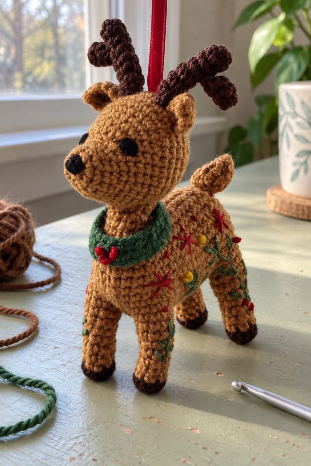 Crochet Reindeer Ornament Kit for Woodland Christmas Tree Decor maker-lifestyle pin
