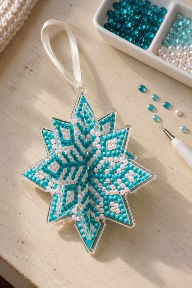 3D Snowflake Diamond Art Kit for Sparkling Christmas Ornaments maker-lifestyle pin