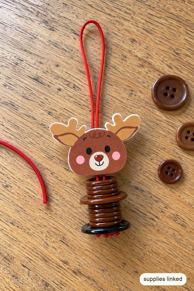 Button Reindeer Ornament Kit for a Small Handmade Christmas Decoration maker-lifestyle pin