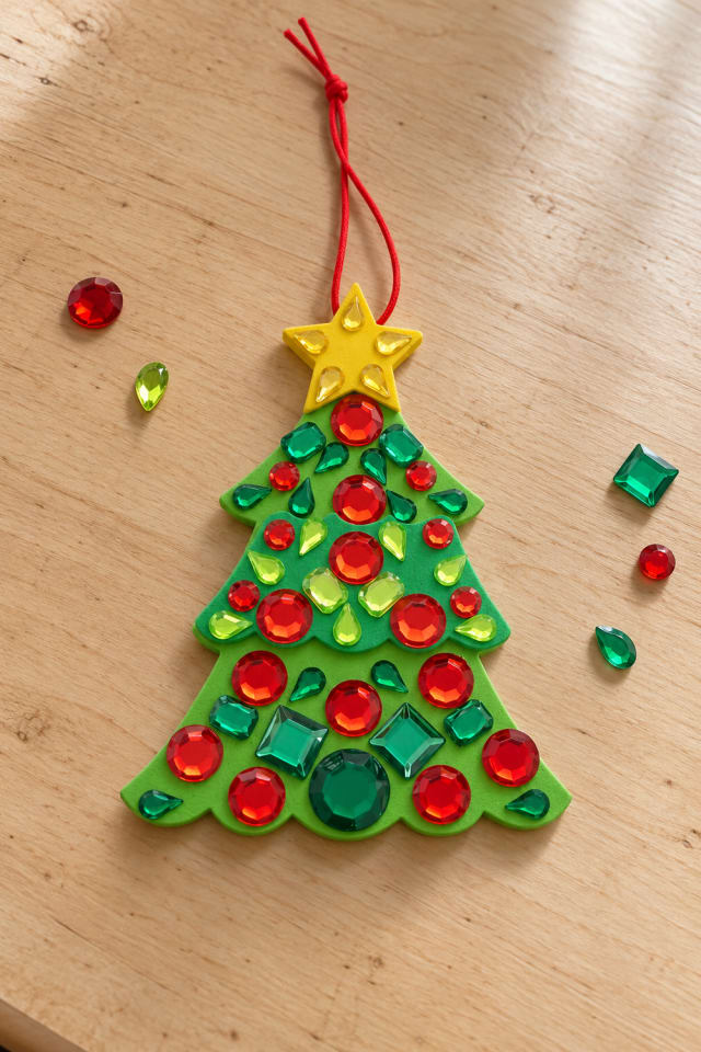 Rhinestone Christmas Tree Ornament Kit with Red and Green Faceted Gems maker-lifestyle pin