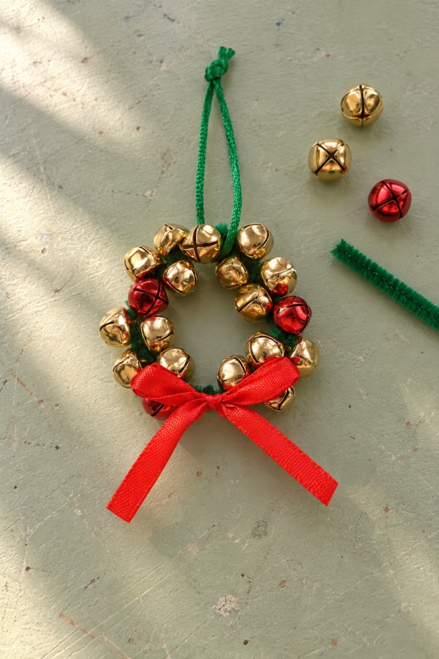 Jingle Bell Wreath Craft Kit with a Red Satin Bow maker-lifestyle pin
