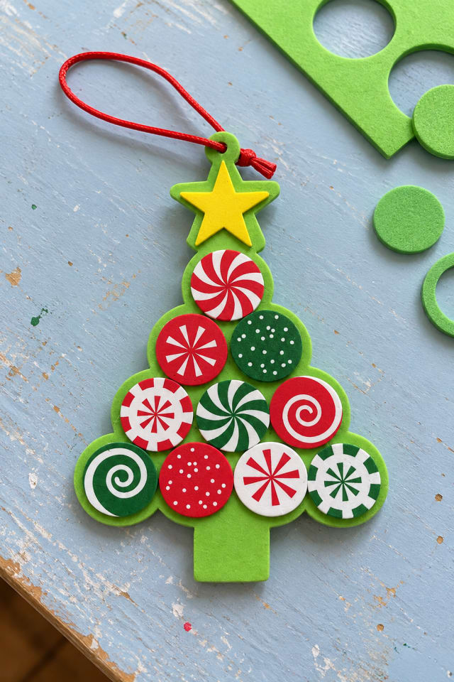 Peppermint Foam Tree Ornament Kit for Candy-Inspired Christmas Decor maker-lifestyle pin